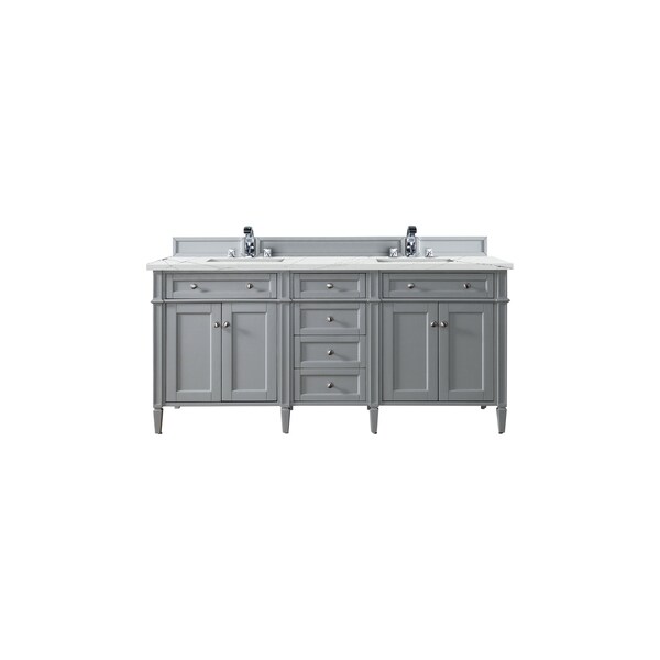 James Martin Vanities Brittany 72in Double Vanity, Urban Gray w/ 3 CM Ethereal Noctis Quartz Top 650-V72-UGR-3ENC - main